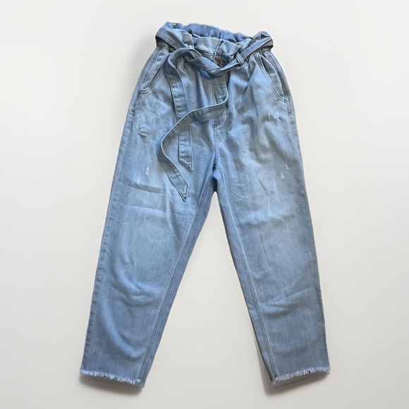 aerie Denim - Aerie Jeans Womens Small Paperbag High Rise Belted Raw Hem‎ Distressed